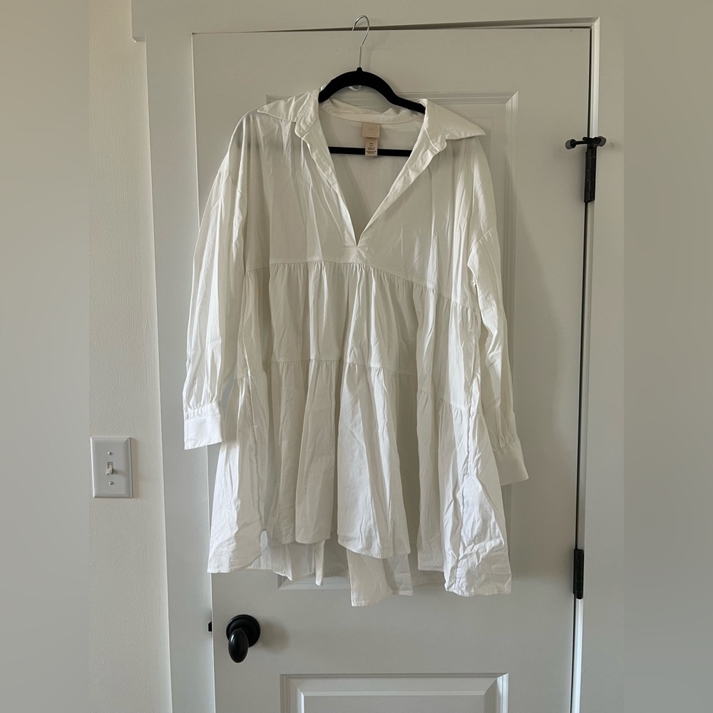 H&M poplin dress white
